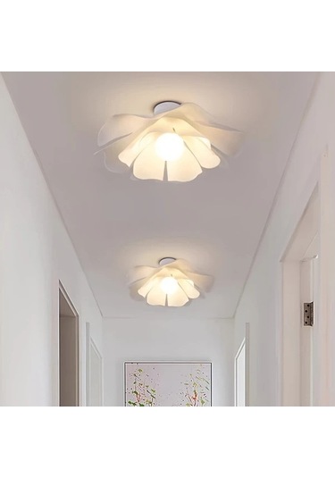Fastbuy Basit Yaratıcı Gül Yaprağı Desenli 40 Cm Pvc Tavan Lambası Kolay Kurulumlu Her Oda İçin Gümüş Gümüş