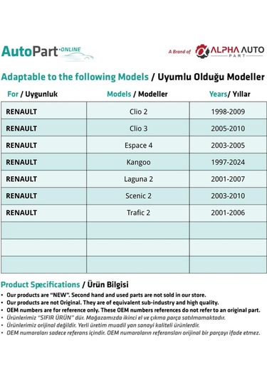 Renault Laguna 2, Scenic 2, Trafic 2 İçin Debriyaj, Fren Pedal Lastiği