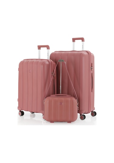 Mçs Polipropilen 3lü Valiz Seti Büyük & Orta & Makyaj V305 S21yy1000078-set 00418 Koyu Pudra