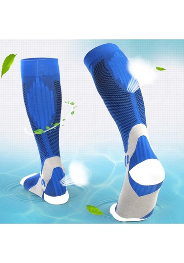 Mavi Koşu Sıkıştırma Futbol Çorapları Çorap 20 - 30 Mmhg Erkek Kadın Spor Çorapları Maraton Bisiklet Futbol Çorapları