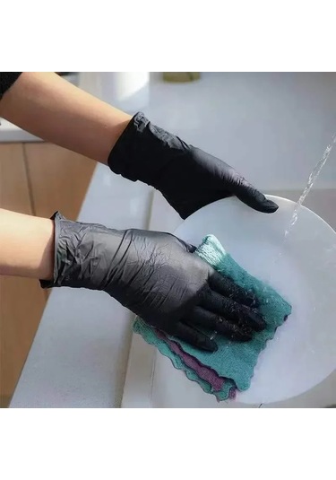 Eldiven Tek Kullanımlık Nitril Siyah Xl Lateks Eldiven Pvc