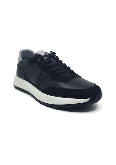 Taşpınar Lisans %100 Hakiki Deri Ortopedik Erkek Günlük Yazlık Bağcıklı Spor Ayakkabı 40-44 Siyah