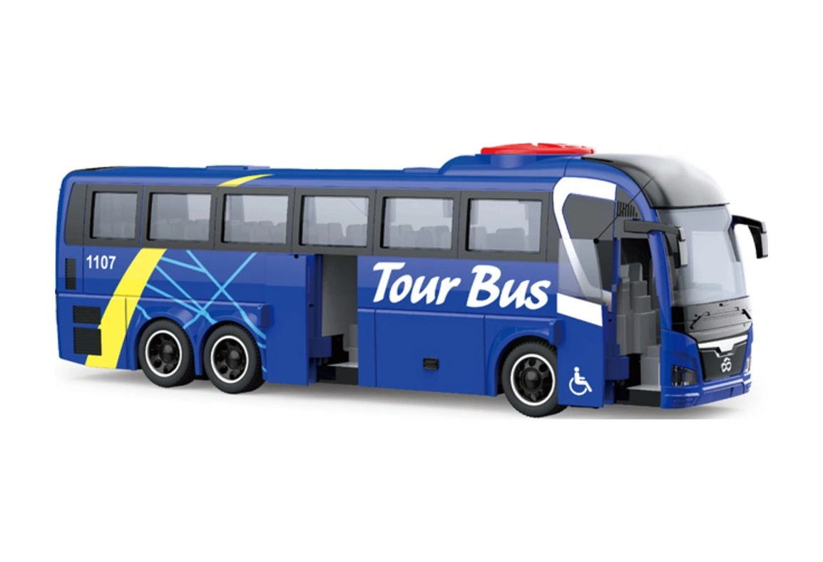 Oyuncak Sürtmeli Işıklı Sesli Üstten Yönlendirmeli Otobüs Mavi