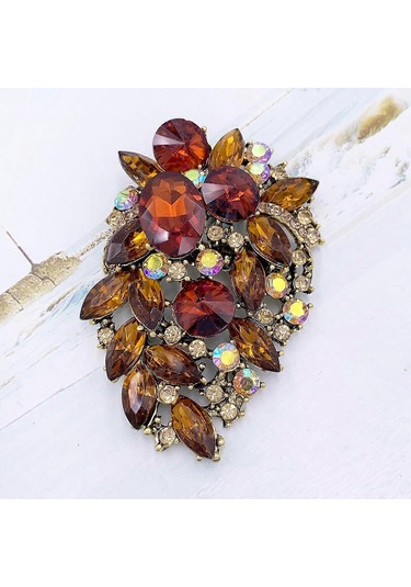 Yapay Elmas Açıklama Broş Pin Çiçek Elbise Aksesuarı Çok Renkli