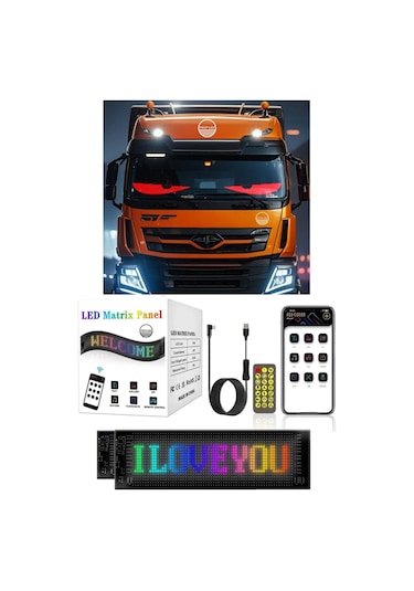 Tır Kamyon Uyumlu 60 Cm Led Matrx Rgb Panel Kumandalı 4 Mt Kablolu Çok Renkli