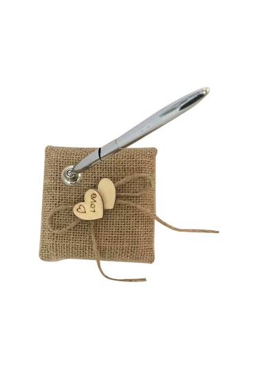 Xiyyadms Düğün Misafir Defteri İmza Seti: Gümüş Renkli Kumaş Kalem + Kalemlik - Nikah, Nişan Ve Özel Günler İçin