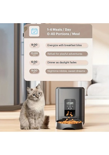 Honeybeeshop Siyah 2 Litre Otomatik Evcil Hayvan Besleyici Dokunmatik Ekranlı Kedi Köpek Mama Dağıtıcı