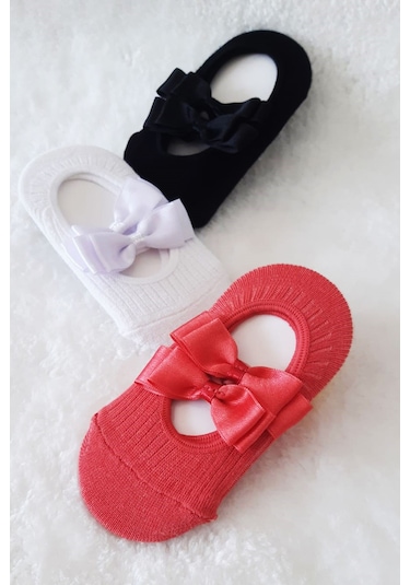 3lü Kız Bebek Fiyoklu Babet Çorap Pamuklu Çapraz Bantlı Esnek 001