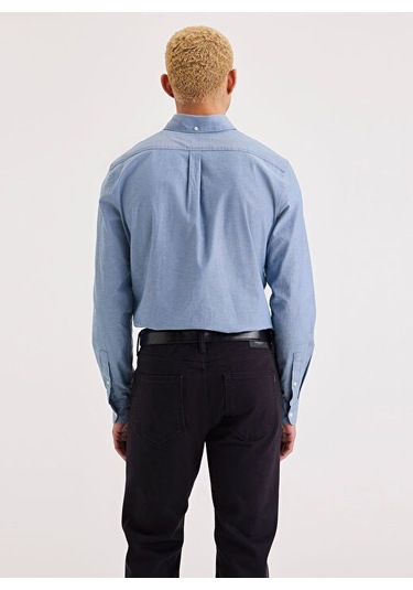 Dockers Erkek Uzun Kol Minimalist Gömlek - Günlük & İş Mavi