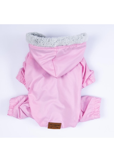 Pettrend Pembe Kürklü Tulum Yağmurluk Küçük Irk Yağmurluk Köpek Kıyafeti
