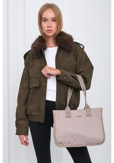 Lora Omuz Çantası Vizon Vizon