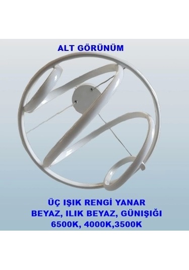 Dmr Helezon Sarkıt Led Avize Beyaz Kasa Üç Renk 6500k/4000k/3000k Beyaz Ilık/beyaz/sarı Günışığı Çok Renkli