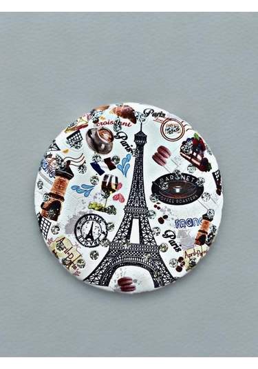 Işıltılı Karışık Desenli Çift Taraflı Yuvarlak Cep Çanta Makyaj Aynası 7cm Çap Kod:3 Çok Renkli