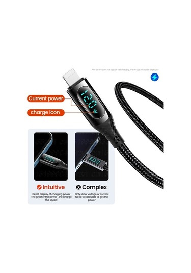 Prestigegoods Led Ekran Usb Kablosu İphone 14 13 12 11 Pro Max Xs Xr X Uyumlu Hızlı Şarj Veri Transferi Aydınlatma Cihazı