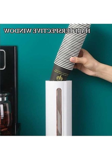 Pazly Siyah Duvara Monte Otomatik Bardak Depolama Rafı Kağıt Bardaklar Dağıtıcı 28x9.5 Cm Siyah