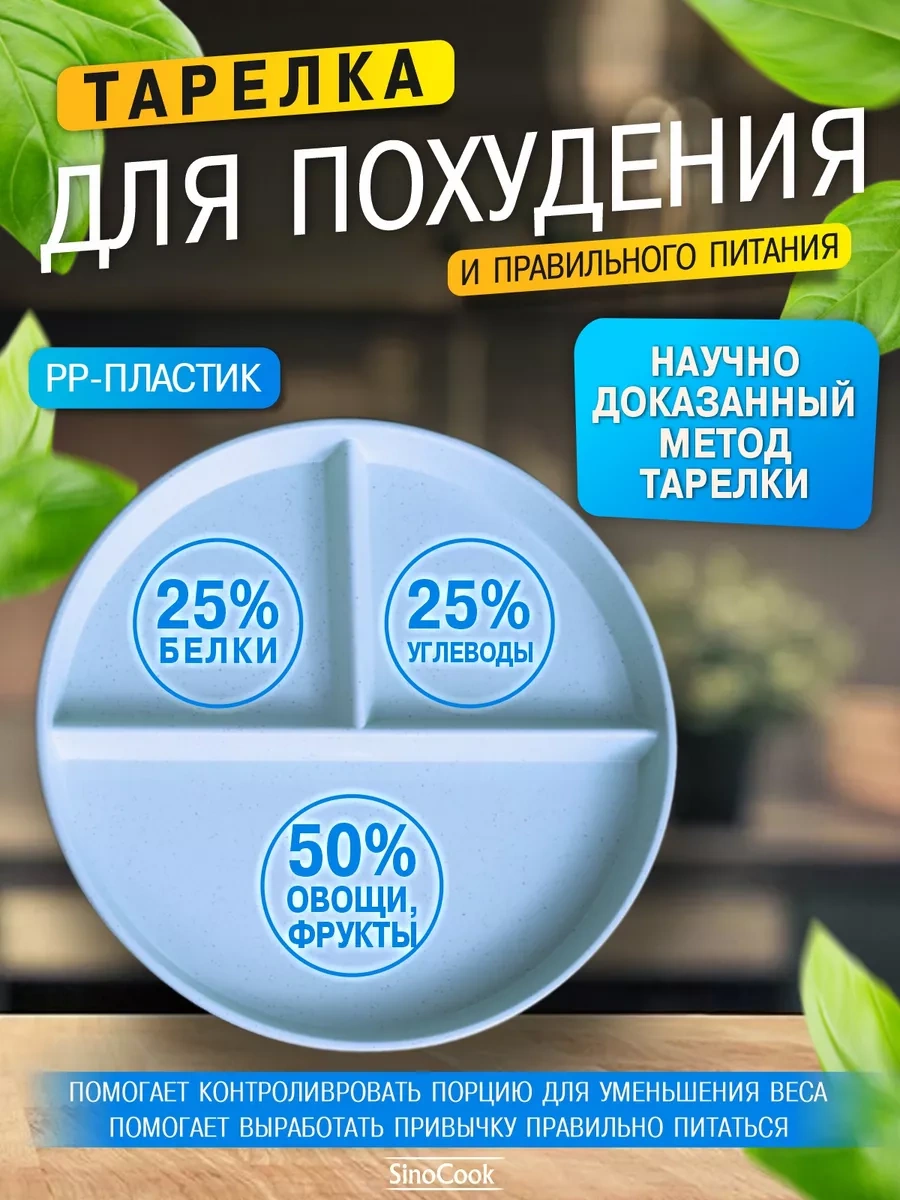 Sinocook Mavi Bölmeli Bölmeli Diyetisyen Tablası - Kilo Verme Ve Diyet İçin 247816214 Açık Mavi