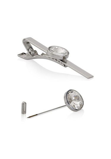 Zekupp Kol Düğmesi Kravat İğne Seti - Kristal Şehir