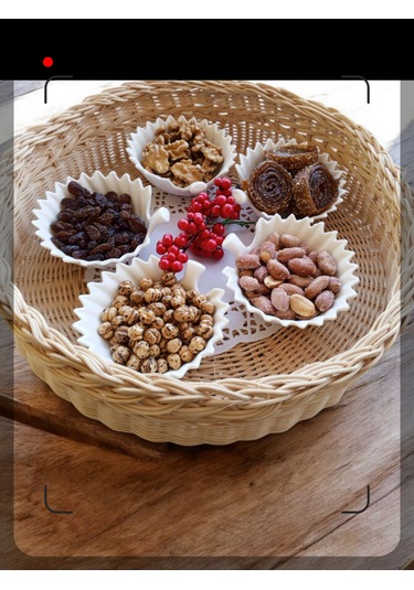 Bambu Rattan Çok Amaçlı Sepet 30cm Bej