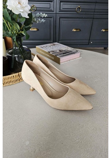 10 670 Topukla Kadın 6 Cm Kadeh Topuk Stiletto Ten Süet