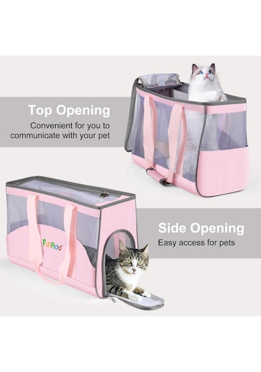 Funadd Portable Breathable Pet Bag Outdoor Shoulder Tote Bag Pembe