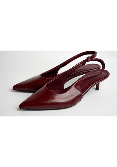 Assortie Bordo İnce Topuklu Slingback Kadın Ayakkabı Bordo