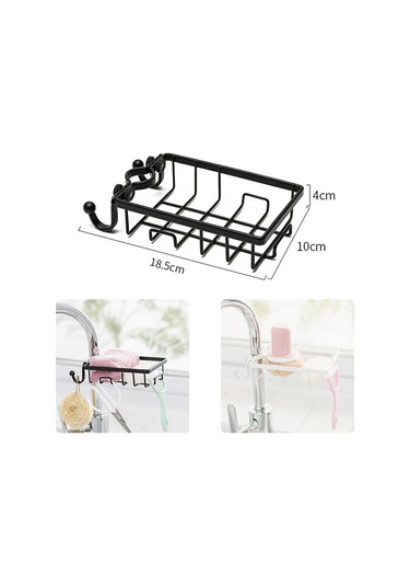 Paslanmaz Çelik Mutfak Banyo Musluğuna Sabitlenebilir Sabunluk Siyah