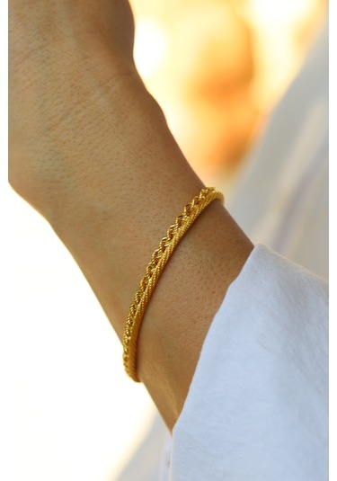 Yenigün Kuyumculuk 14 Ayar Altın Burgu Ve Hasır İkili Bileklik Blk25309 Sarı Altın