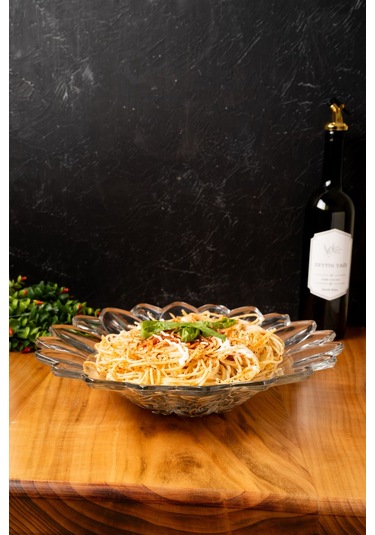 Mest Çiçek Model Cam Makarna Kasesi - Modern Ve Estetik Tasarım Çok Renkli