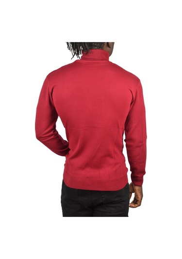 Deepsea Erkek Bordo Slim Fit Baklava Desenli Tam Balıkçı Yaka Boğazlı Triko Balıkçı Yaka Kazak 2505507 Bordo