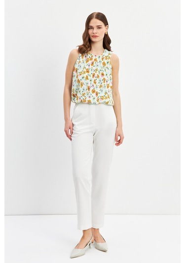 Stella Pulvis Beyaz Astarlı Pliseli Bluz