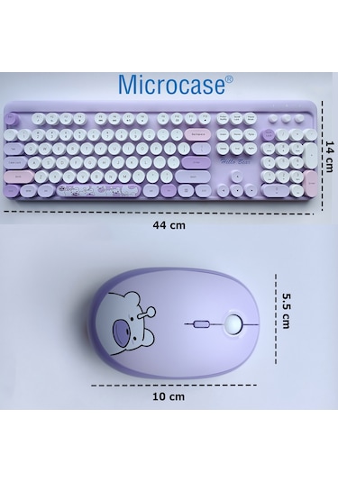 Geezer AL4186 Ayıcık Desenli Kablosuz Renkli Klavye + Mouse