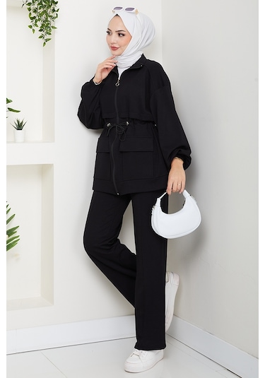 Kapak Cepli Oysho İkili Takım 1652 - Siyah Siyah