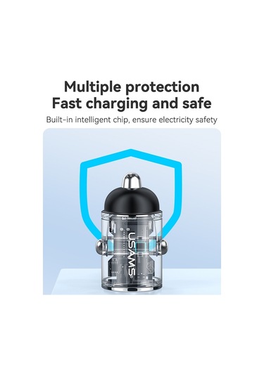 Sones Usams Us-cc206 C38 Pd30w Usb + Type-c Çift Bağlantı Noktalı Hızlı Şarj Alüminyum Alaşımlı Araç Şarj Cihazı Kararma