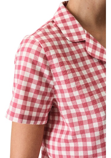 Penti Gül Kurusu Pink Gingham Gömlek Şortlu Pijama Takımı Gul Kurusu