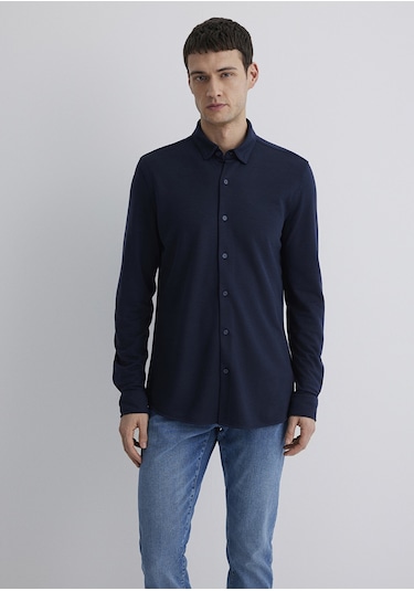 Mavi - Lacivert Liyosel Gömlek 0211582-70488 Lacivert