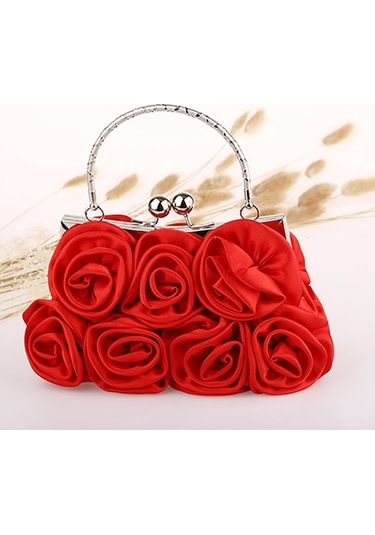 Kadın Gül Desenli Ipek Çanta Turuncu Turuncu