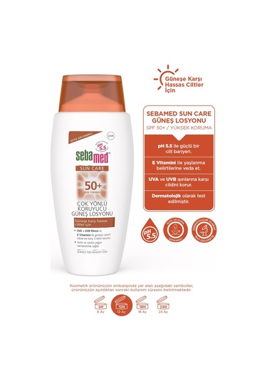 Sebamed Makyaj Cantasi Hediyeli - SPF 50+ UVA UVB Filtresi E Vitamini Üçlü Yüksek Koruma Güneş Losyonu 150 ML