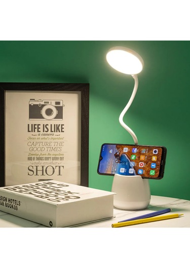 Şarjlı Masa Lambası 3 Renk Dokunmatik Telefon Standlı Bükülebilir