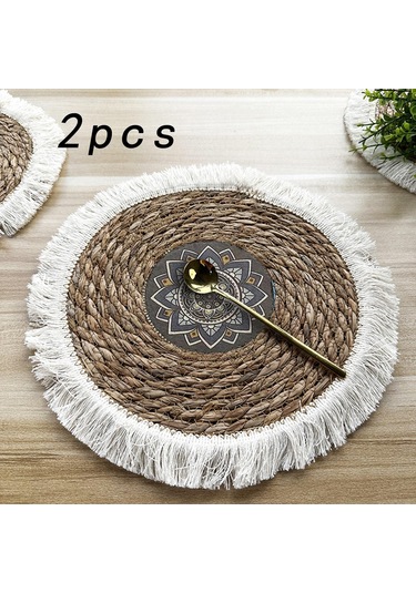 Suntek 2x Boho Yuvarlak Placemats Yemek Mat Kaymaz Dokuma Stil-a Stil A Diğer