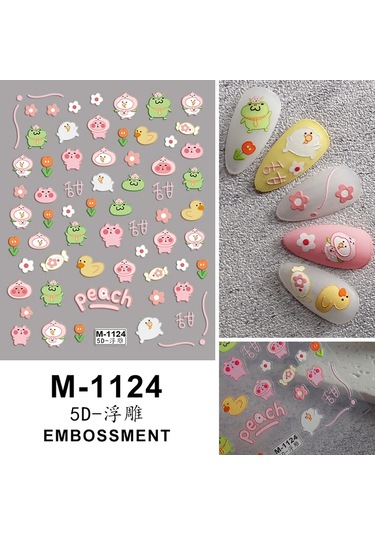 Nail Art Etiketler Çıkartmaları 5d Kabartmalı Kendinden Yapışkanlı Karikatür Çiçek Kelebek Yıldız Tırnak Çıkartmaları Bronz Kırmızı