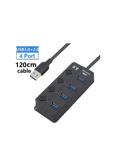 Onevan Usb 3.0 Hub 7 Bağlantı Noktalı, 5gbps Hızlı Çoklu Genişletme, Güç Adaptörlü, Uzun Kablo Gümüş