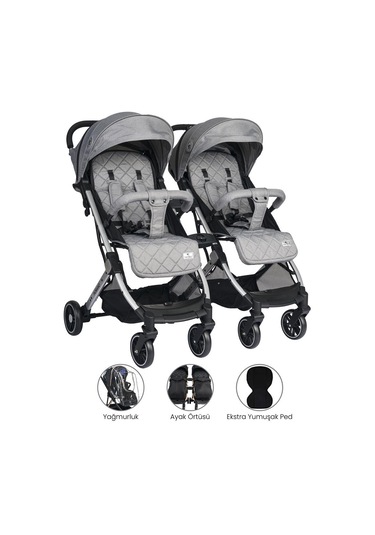 Lorelli Fiorano New Kabin İkiz Bebek Arabası - Dolphin Grey - Gri