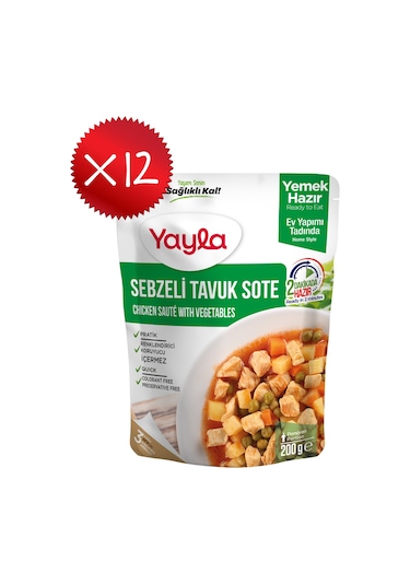 Yayla Yemek Hazır Sebzeli Tavuk Sote 200 Gr X12