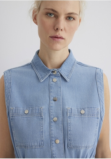 Mavi - Simla Gold Klasik Açık Mavi Jean Elbise 1310659-89757 Açık Mavi