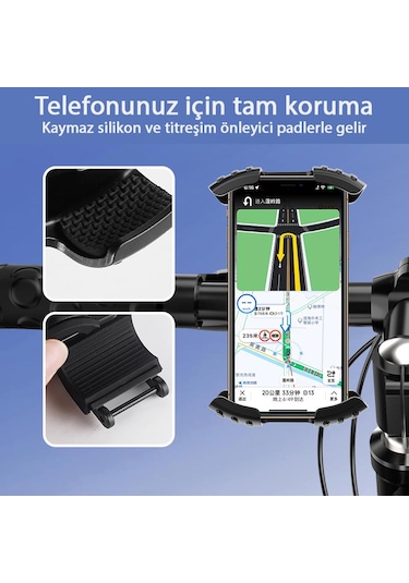 Mt28 Kilit Sistemli Motor Ve Bisiklet Telefon Tutucu Tek El Kulla Siyah