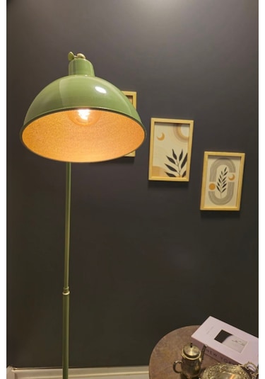 Dolce Yeşil Lambader Metal Gövde Tasarım Lüx Yerden Aydınlatma Yeşil