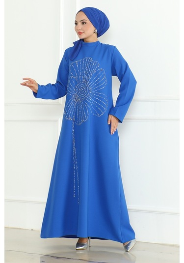 Zeral Taş İşlemeli Abiye 1200 - İndigo