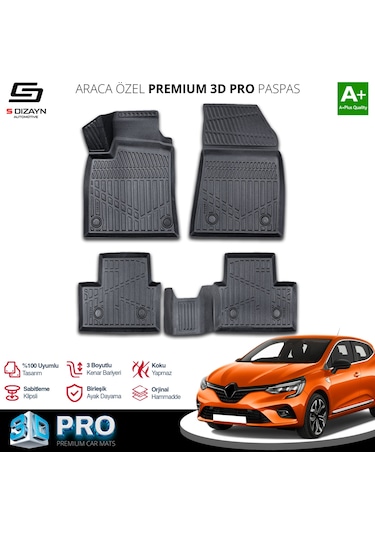 Renault Clio 5 3d Pro Havuzlu Paspas 2019 Üzeri A+ Kalite