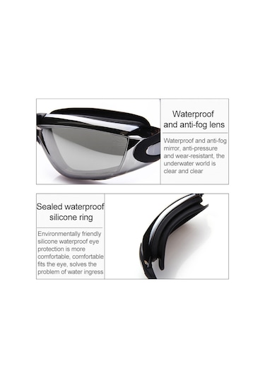 Cbtx Global Yüzme Şapkalı Su Geçirmez Buğu Yapmaz Yüzme Gözlüğü - Siyah