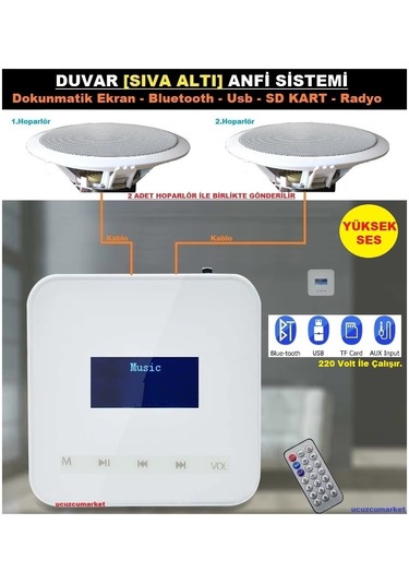 Dokunmatik Amfi Müzik Kontrol Sıva Altı Bluetooth-usb-sd Kart